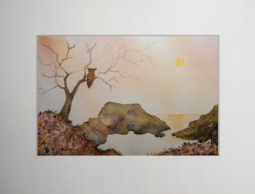 Golden Watch : Original Watercolor by K.L. Rockwell (Matted 18" x 24")