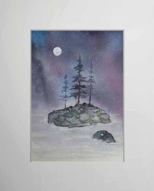Moonlit Reverie — Original Watercolor by K.L. Rockwell (Matted 14" x 11")