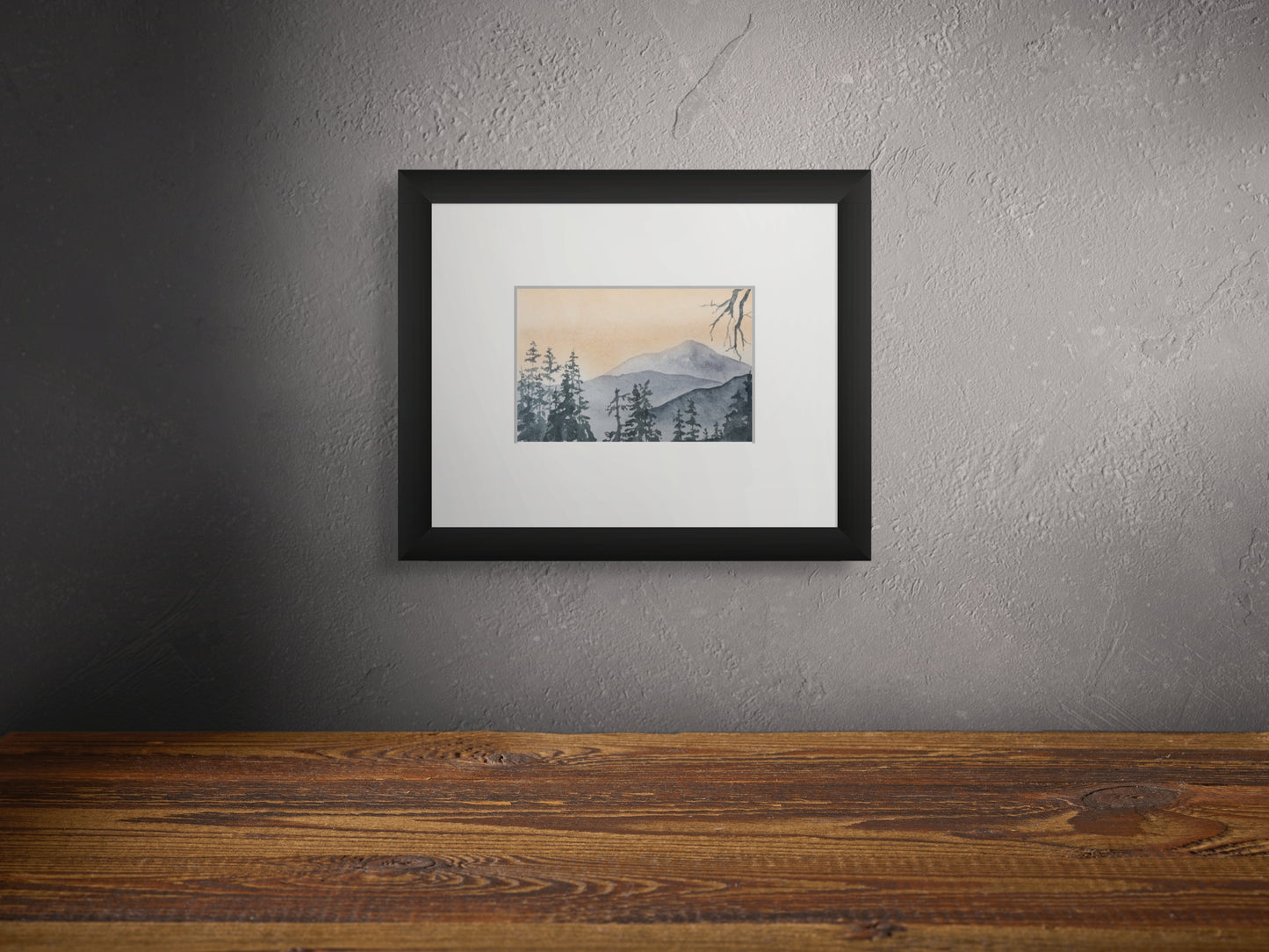Soft Ember Ridge - Original Watercolor by K.L. Rockwell (Matted 8" x 10")