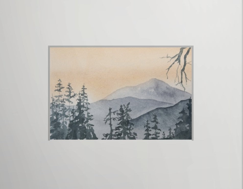 Soft Ember Ridge - Original Watercolor by K.L. Rockwell (Matted 8" x 10")