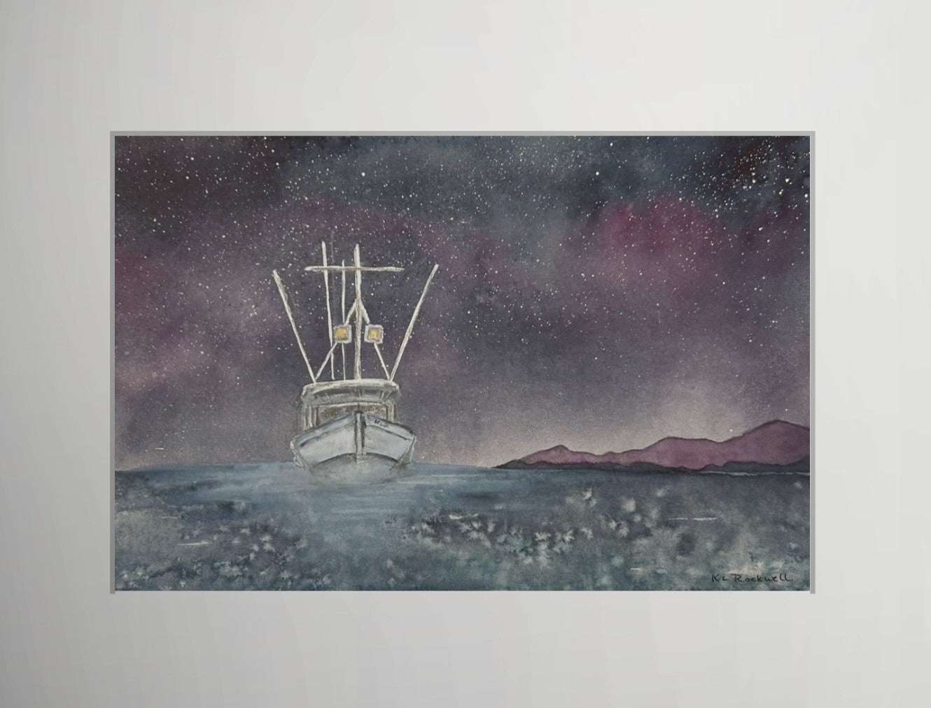 Starlight Trawler - Original Watercolor by K.L. Rockwell (Matted 11" x 14")