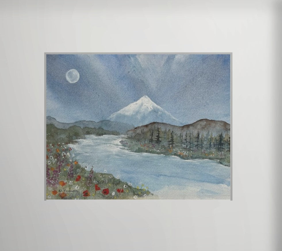 Summer Solstice & Mt. Hood (2026) : Original Watercolor by K.L. Rockwell (Matted 11" x 14")