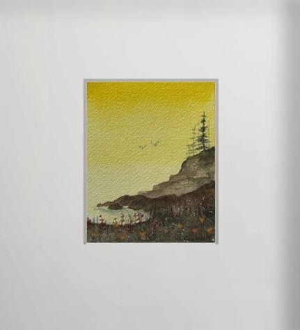 Wildflower Headland: Original Watercolor by K.L. Rockwell (Matted 10" x 8")